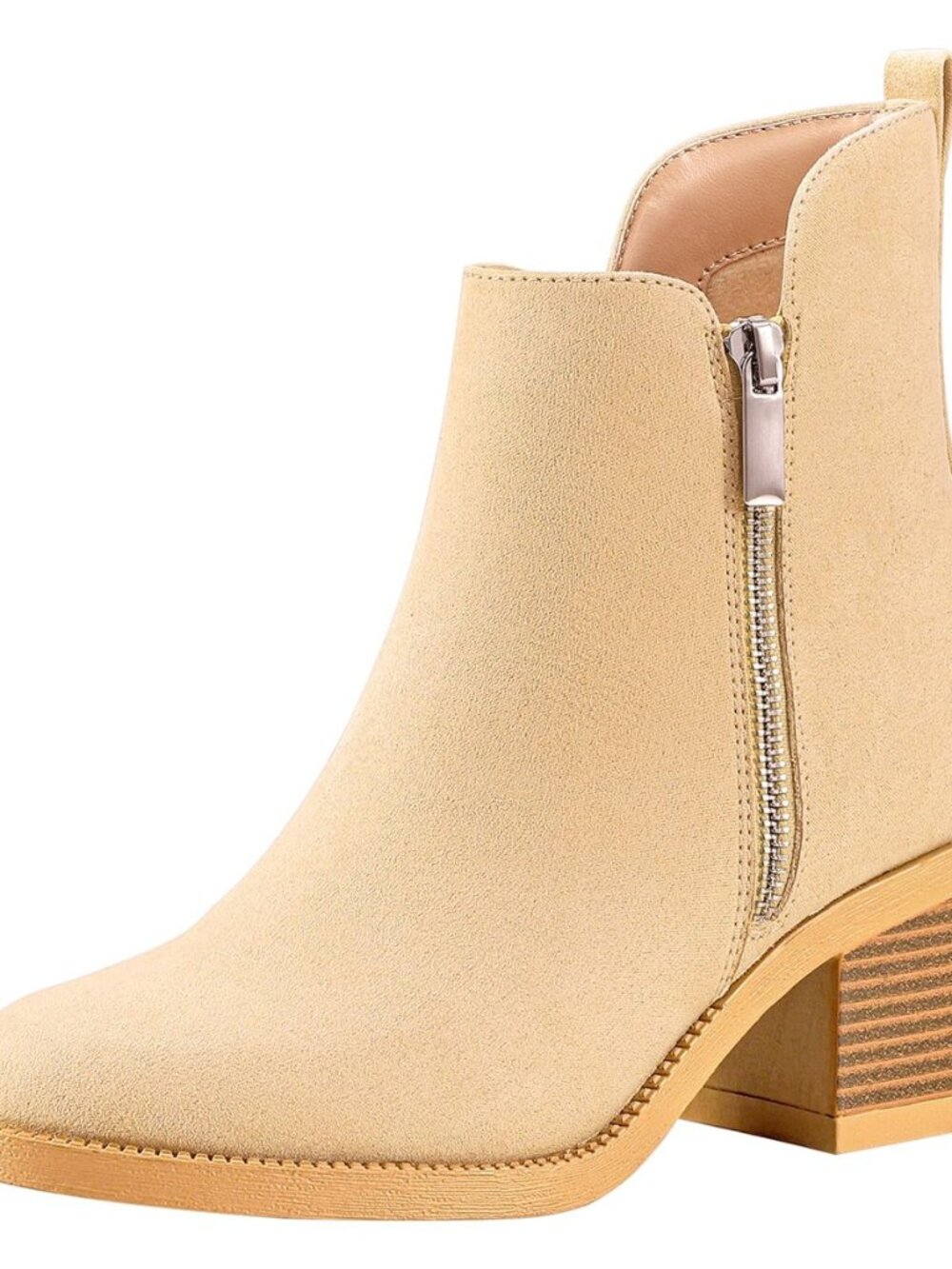 Women's Fashion Ankle Boots Round Toe Low Chunky Block Heel Non-Slip Comfortable
